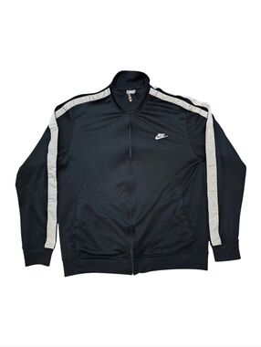 Nike Men's Black Track Jacket with White Stripe